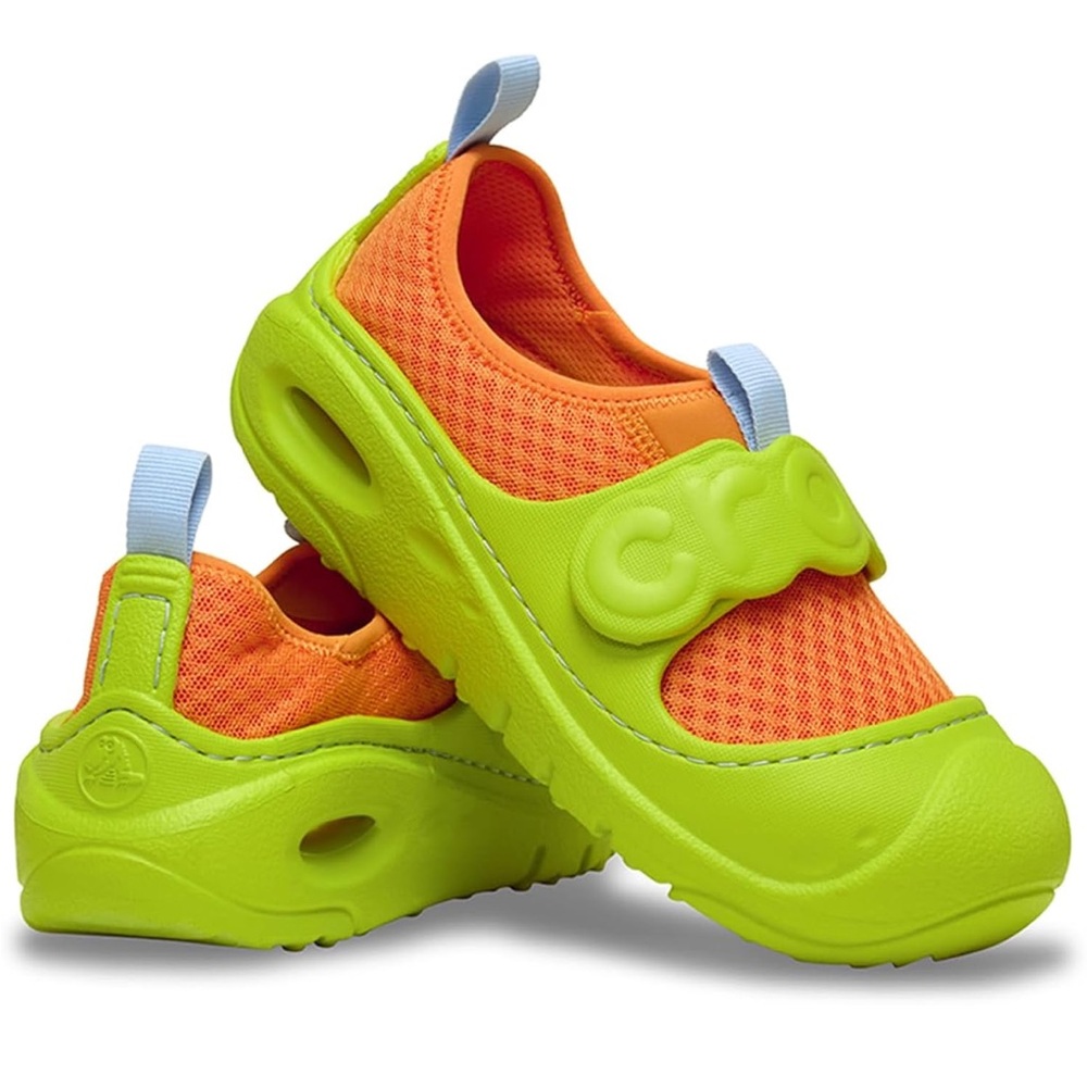 CROCS Kids Mesh Water Clog in Orange and Neon Green